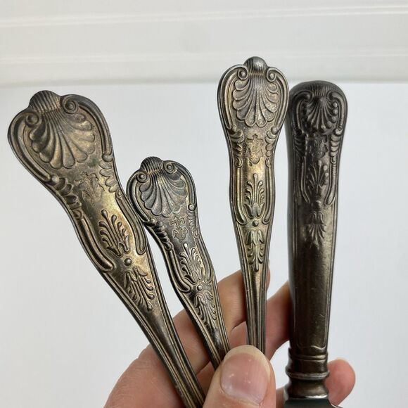 US NAVY Kings Fouled Anchor Dinner Fork Knife Spoons International Silver Set 4 - Picture 14 of 14